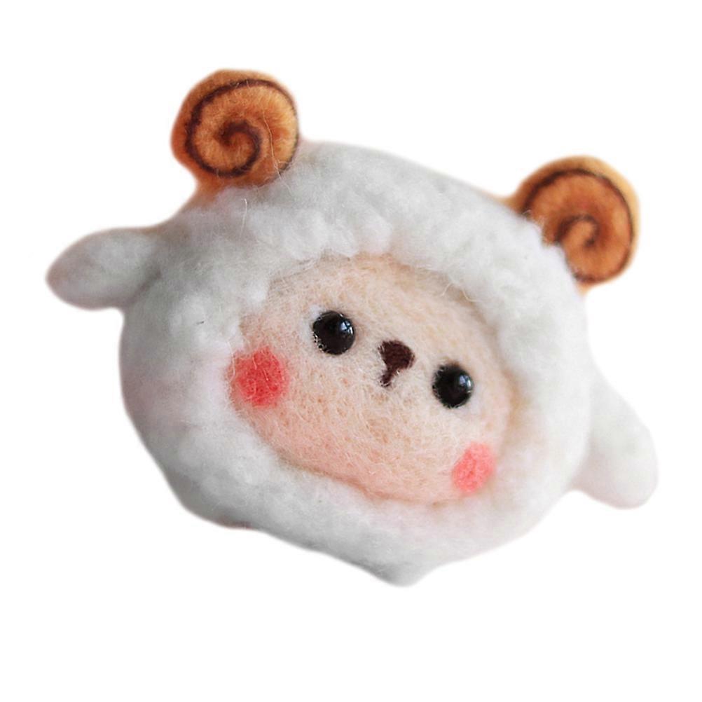 Sheep Shape Felt Animal Diy Felt Sheep Ornament for Leisure Time White Wool 1Set