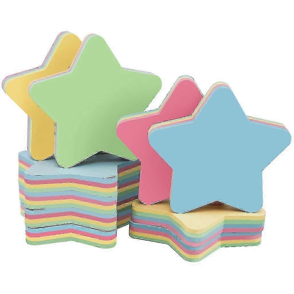 Heart Sticky Notes - 10 Pack Self-Adhesive Memo Pads in Cute Mixed Colors for Office, Home & School Use with Star Design