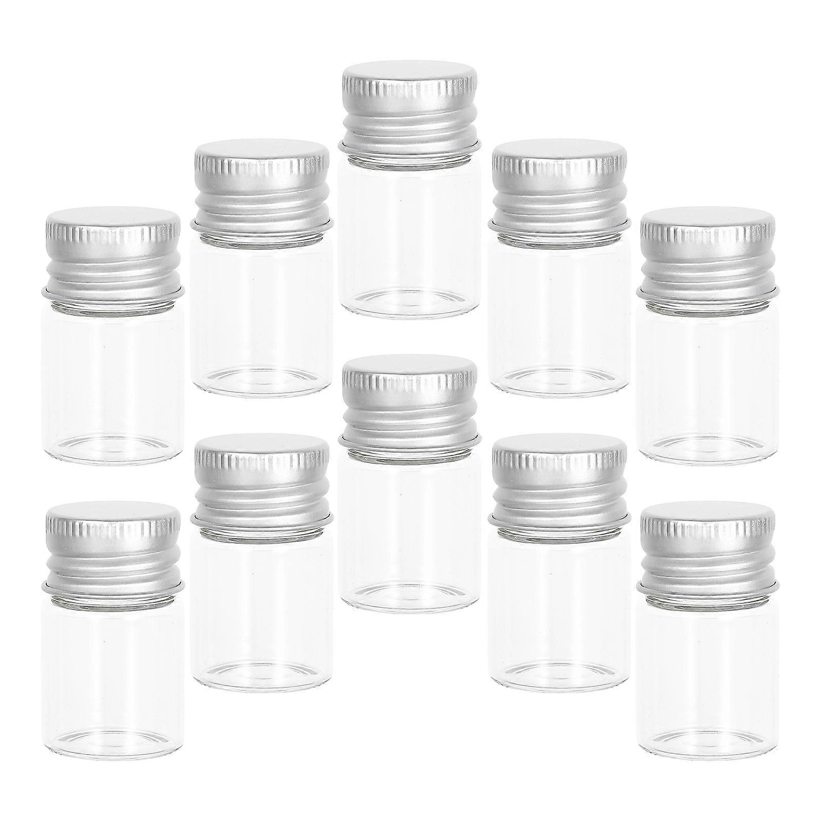 10pcs Multifunctional Travel Liquid Containers Empty Sample Vials Small Transparent Jars with Aluminum Caps