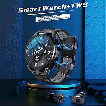 Smart Watch e cuffie True Wireless BT 5.0 2-in-1 ENC con cancellazione del rumore Auricolari Fitness Tracker Smartwatch 4 GB di memoria Riproduzione musicale MP3 da 1,53 pollici