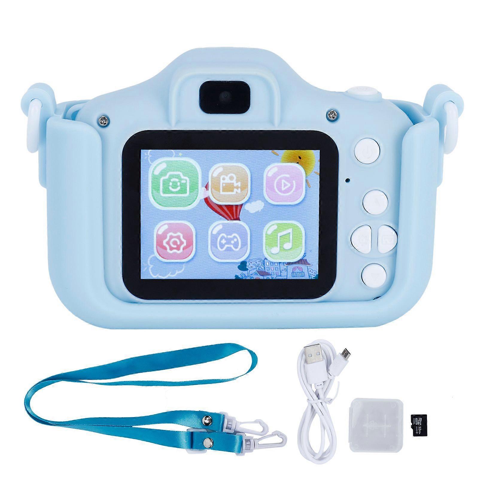 Children Camera 40MP Cartoon Cat Photograph Camera with Puzzle Games Birthday GiftsBlue