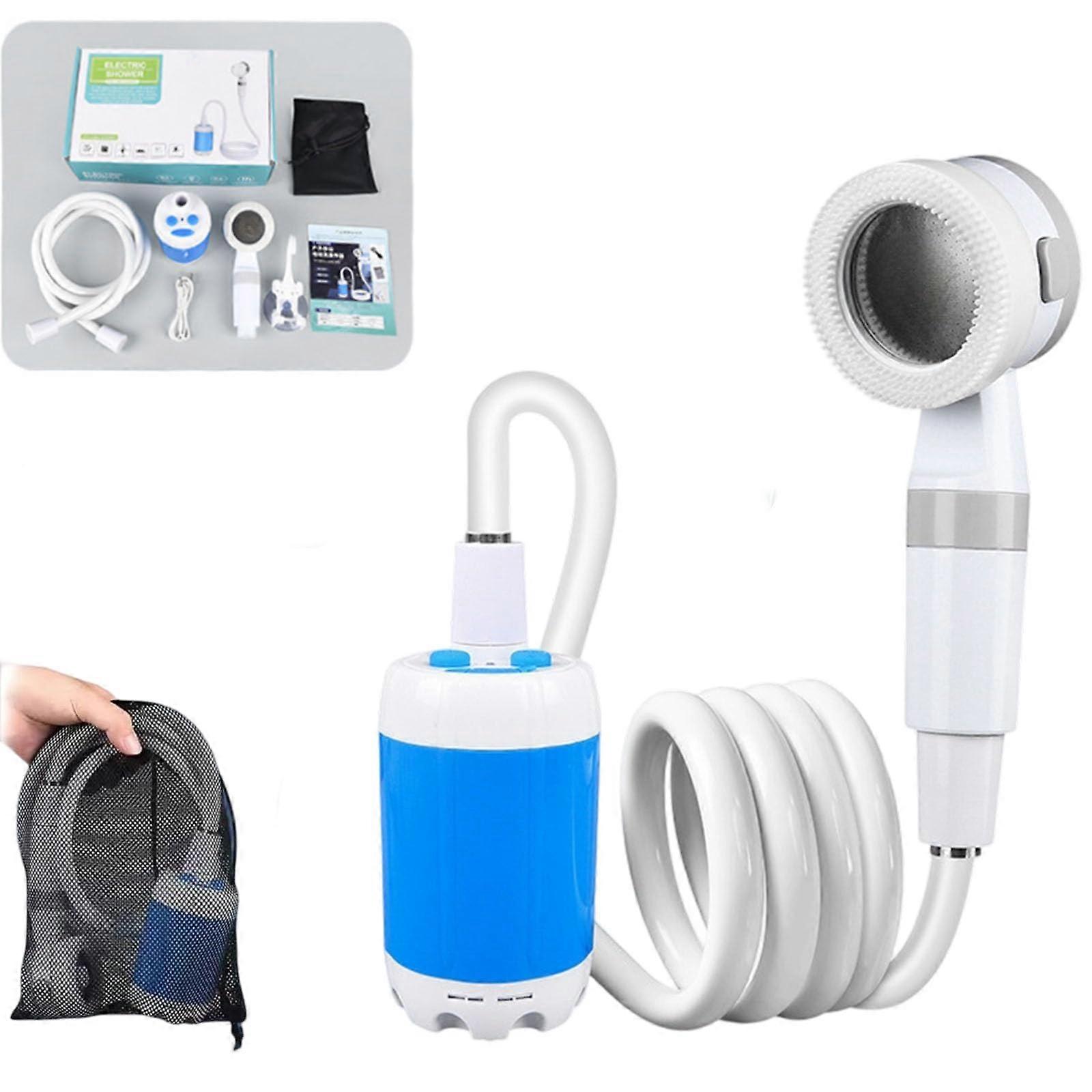 Portable Camping Shower Pump Rechargeable Outdoor Shower Sprayer, Camping Kit, White, 2.5 L/Min Flow, Spray Modes