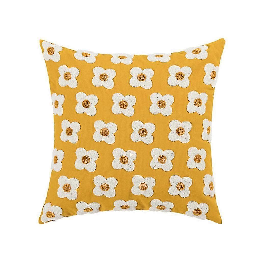 Nordic Style Elegant Tufted Petal Flower Throw Pillow for Case Solid Candy Color Embroidery Decorative Square Cushion Cover for Shell for Bed Sofa