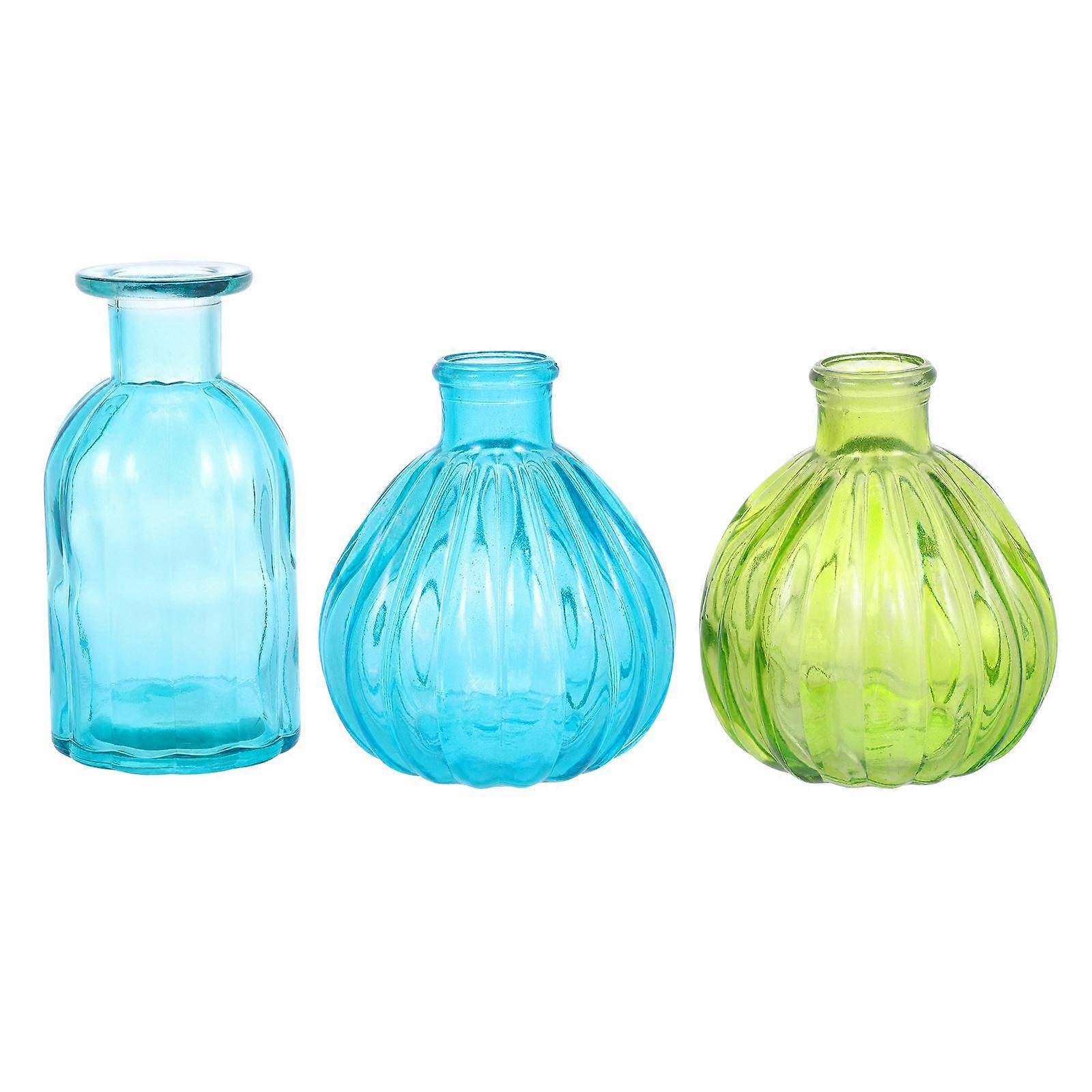 Small Glass Vase Mixed Style Flower Arrangement Household Decor 3Pcs