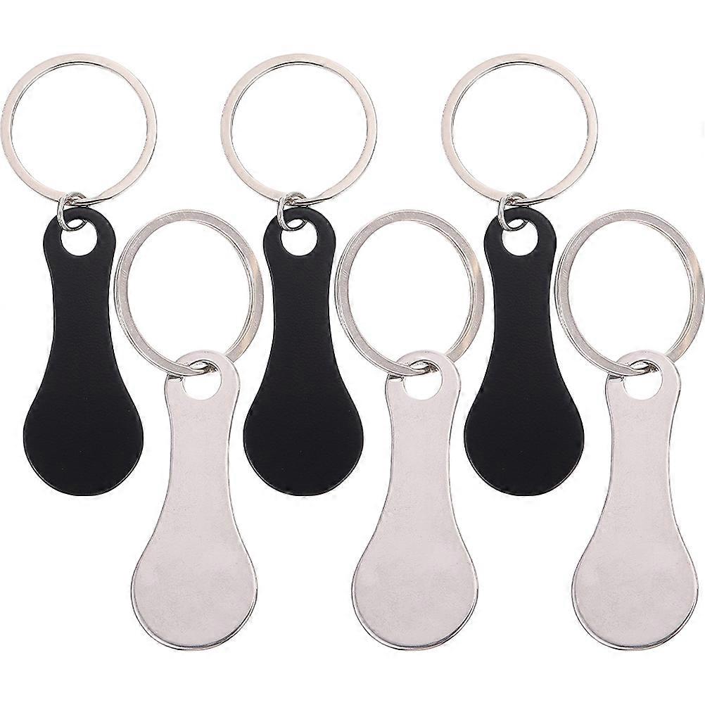 Stainless Steel Shopping Cart Token Keychain with Assorted Colors for Home Use 6pcs