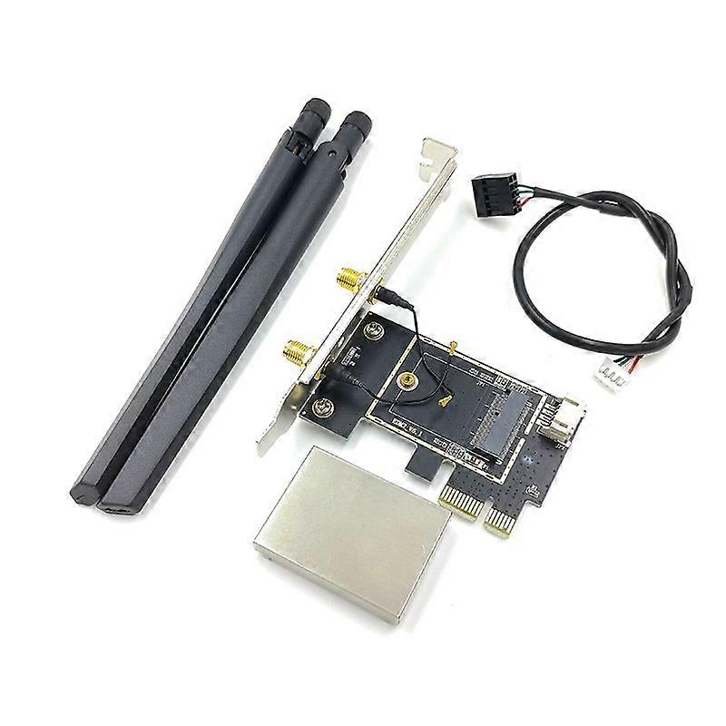 NGFF M2 Wireless Card to PCI-E Pcie Desktop Bluetooth Converter Adapter with 2 AC Antenna for Intel