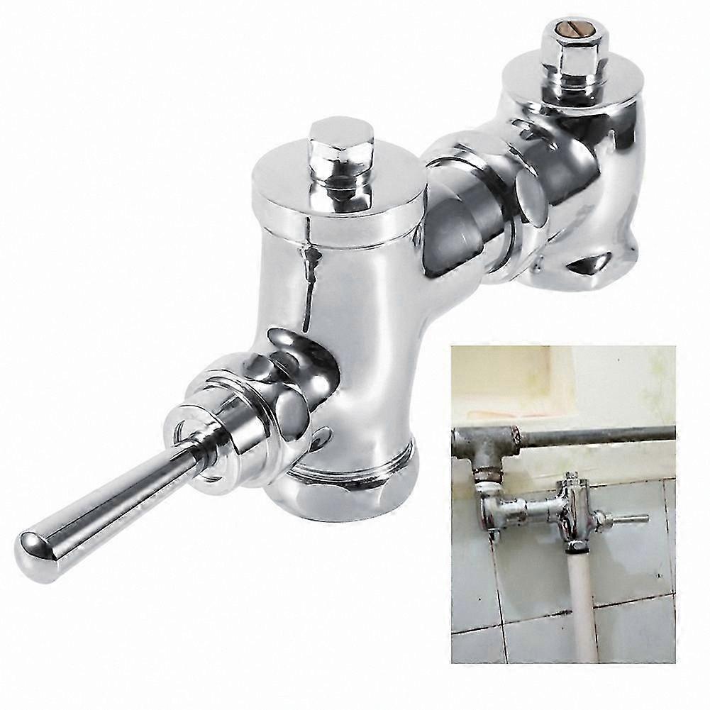 Adjustable Retractable Urinal Flush Valve with Hand Press Mechanism, 32mm Pipe Size, 0.8-1.2Mpa Pressure Rating, 105-115mm Silver Fitting