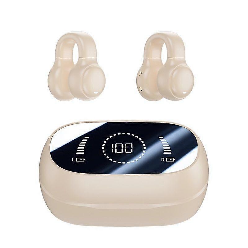 Open-back wireless bone conduction Bluetooth headset for running and fitness(Beige)