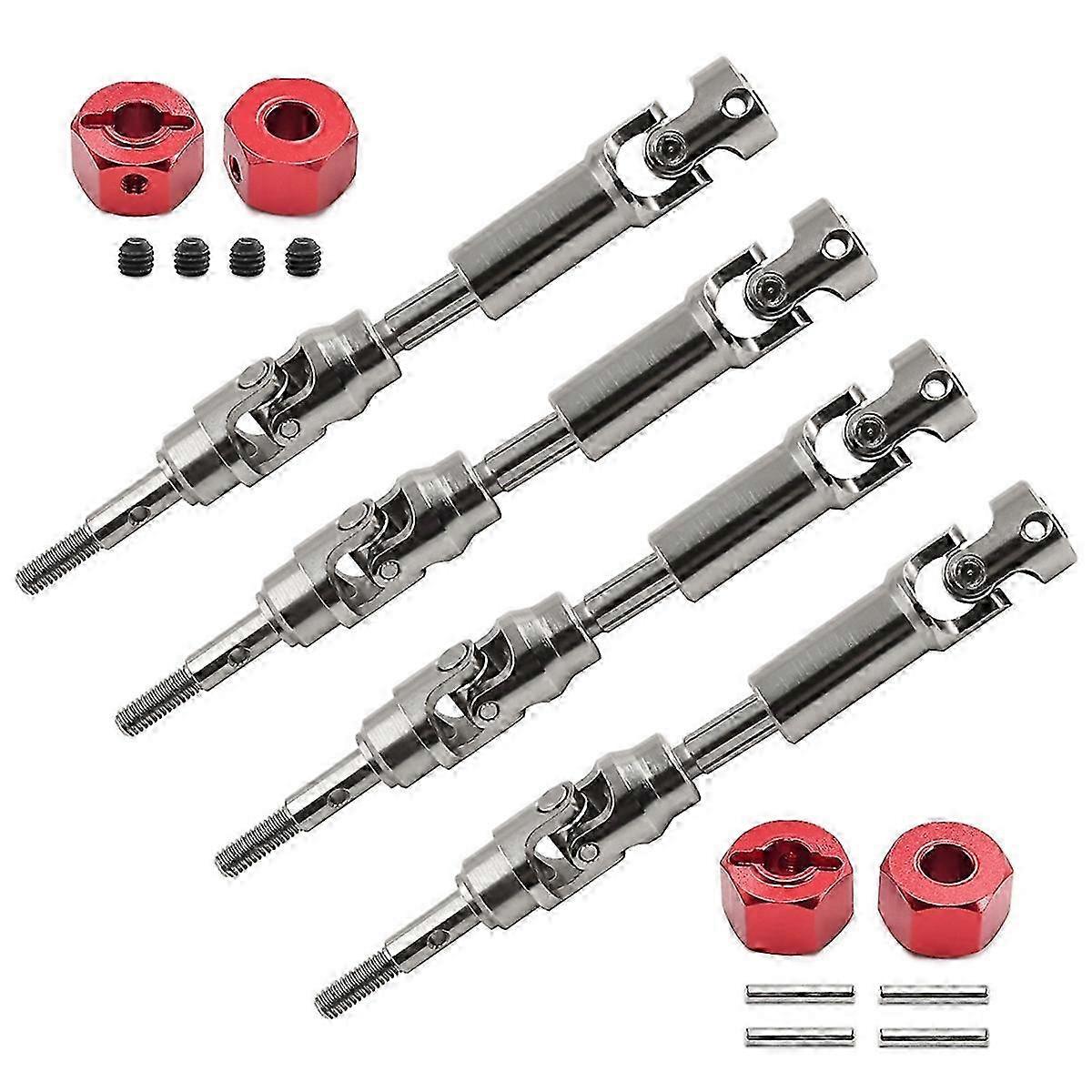 New Upgrade Stainless Steel Front & Rear Axle Shafts for Mini RC Car with Red & Silver Finish