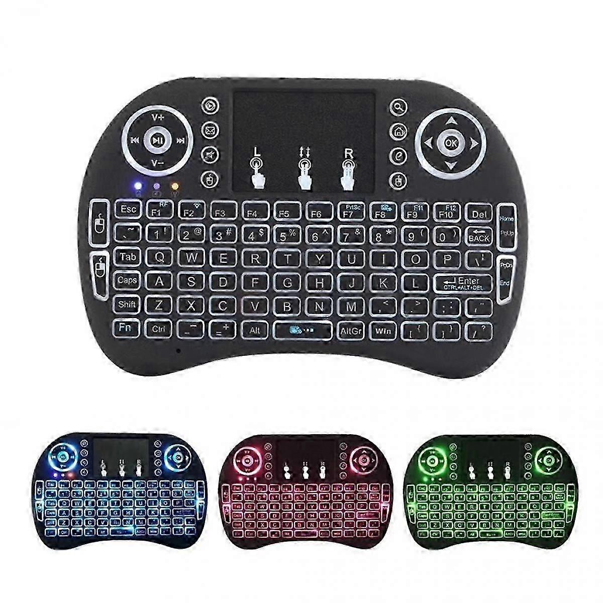 Wireless Mini Keyboard Remote Control Touchpad Mouse Combo Controller with RGB Backlit for Smart TV Android TV Box PC IPTTV 2.4GHz