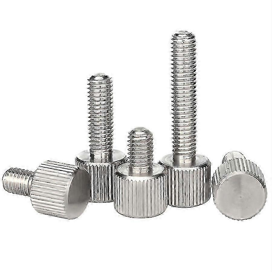 M3 M4 M5 M6 Rustfrit Stål Fingerskruer med Riflet Fladt Hoved - 20 stk