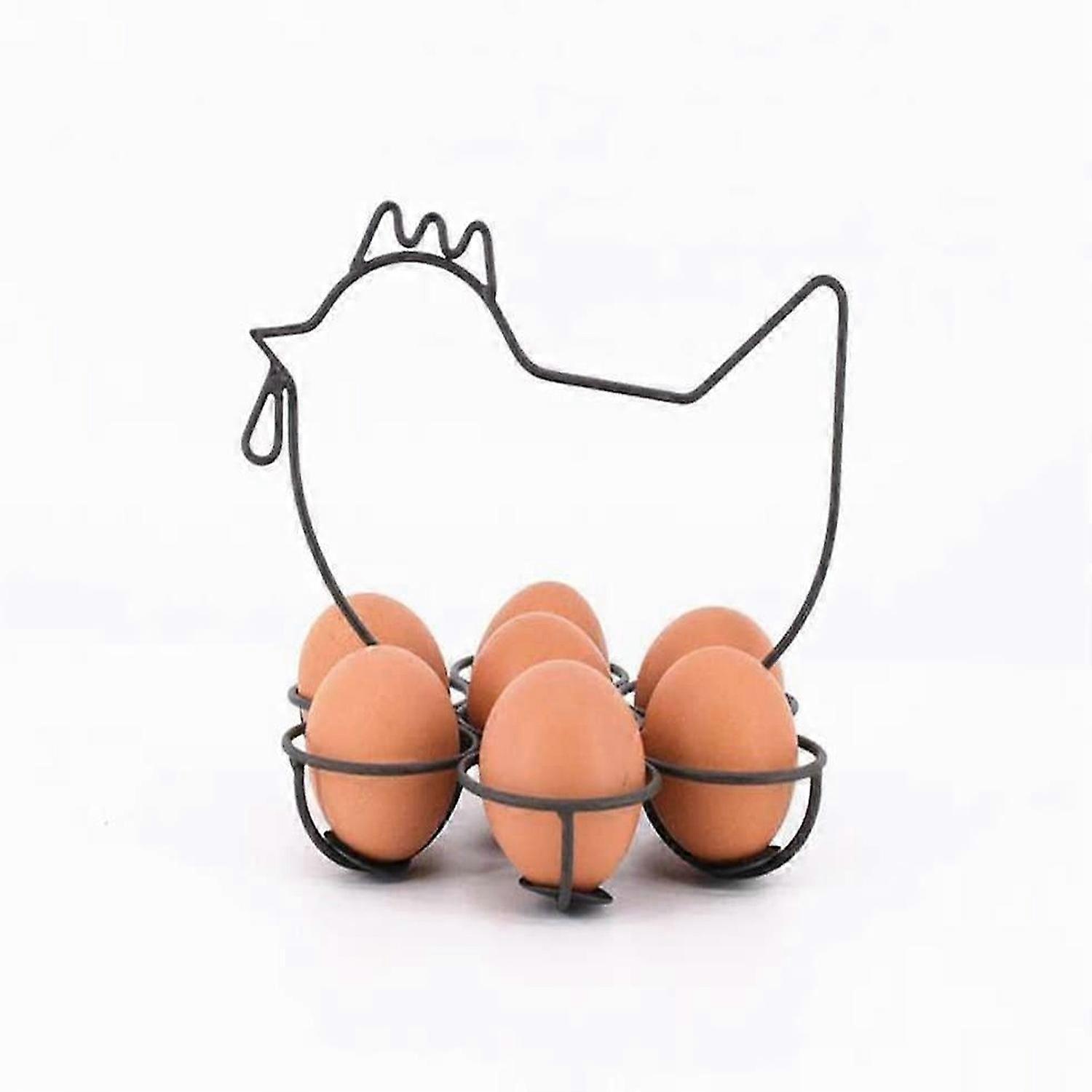 Egg Holder Metal Chicken Shape Easter Decoration Table Decoration Kitchen Accessories (Dark Brown)