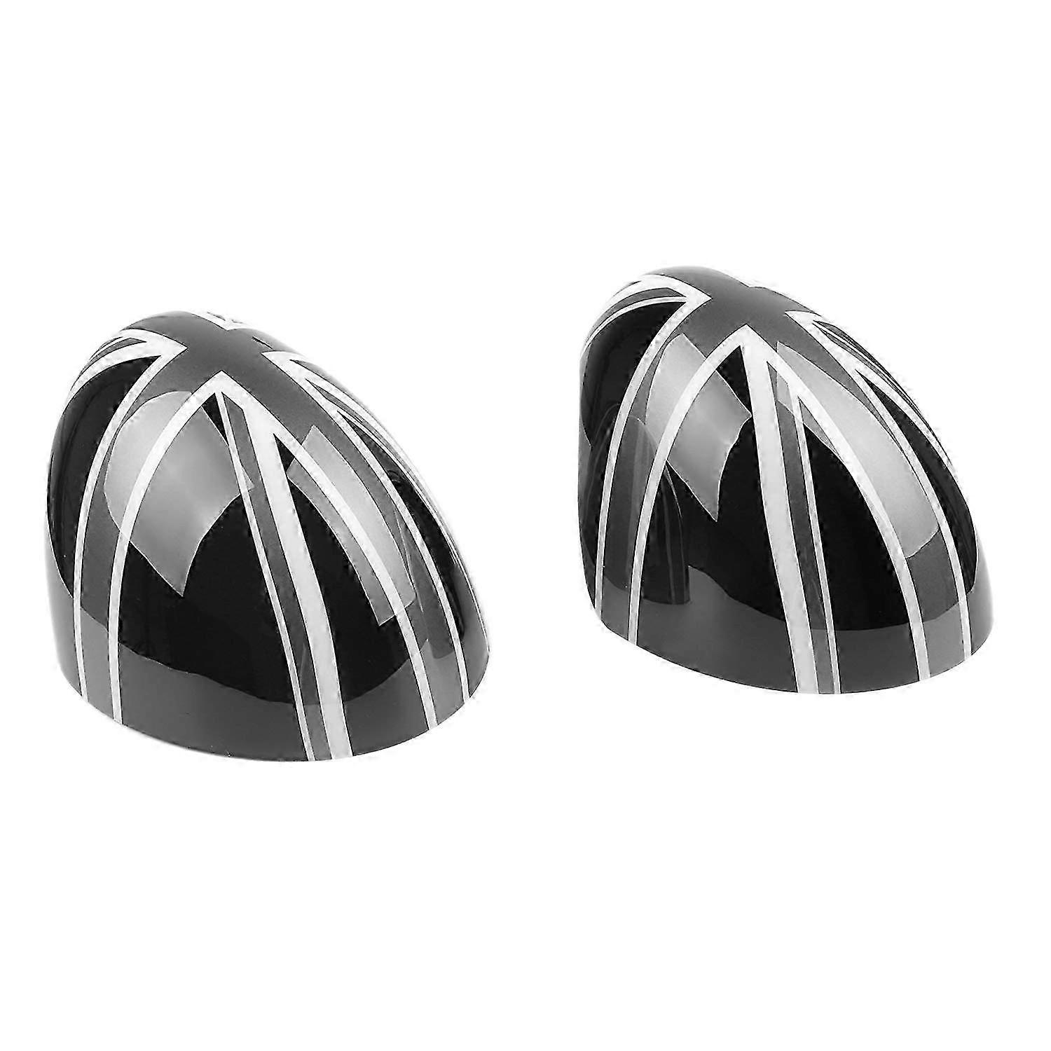 Rearview Mirror Cover, Black Gray Flag 2 Pcs Set Compatible with Mini F54 F55 F56 F57 F60, ABS Material