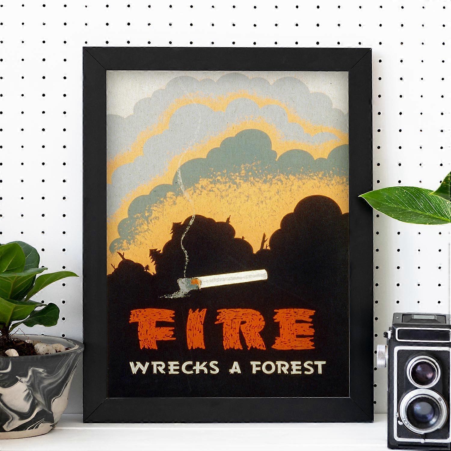 Impression vintage Le feu détruit la forêt