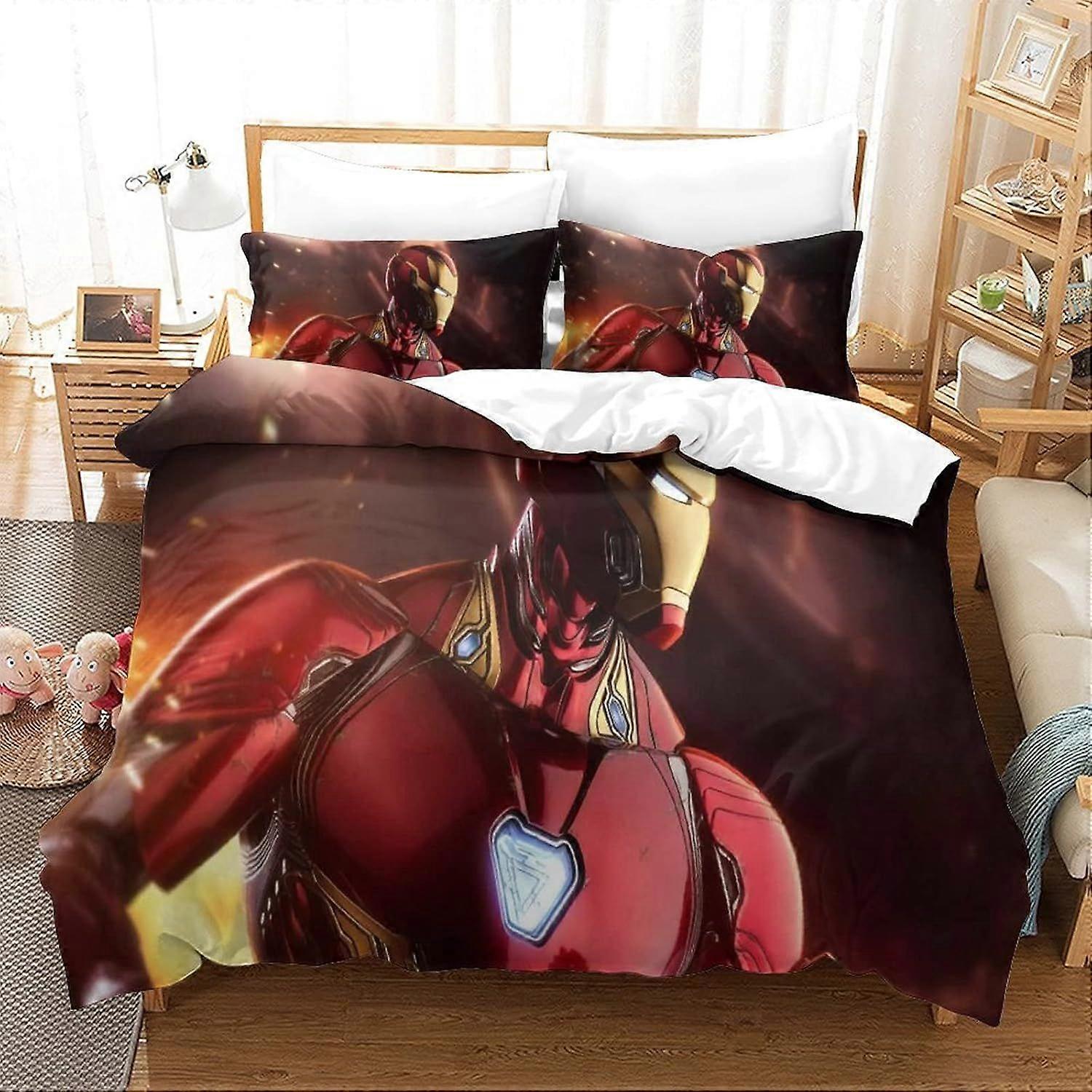 Duvet Cover Set Double Iron Man Printed Duvet Covers Bedding Set for in Kids Teens Adults Soft Hypoallergenic Quilt Cover with Pillowcase with Zipeer 
