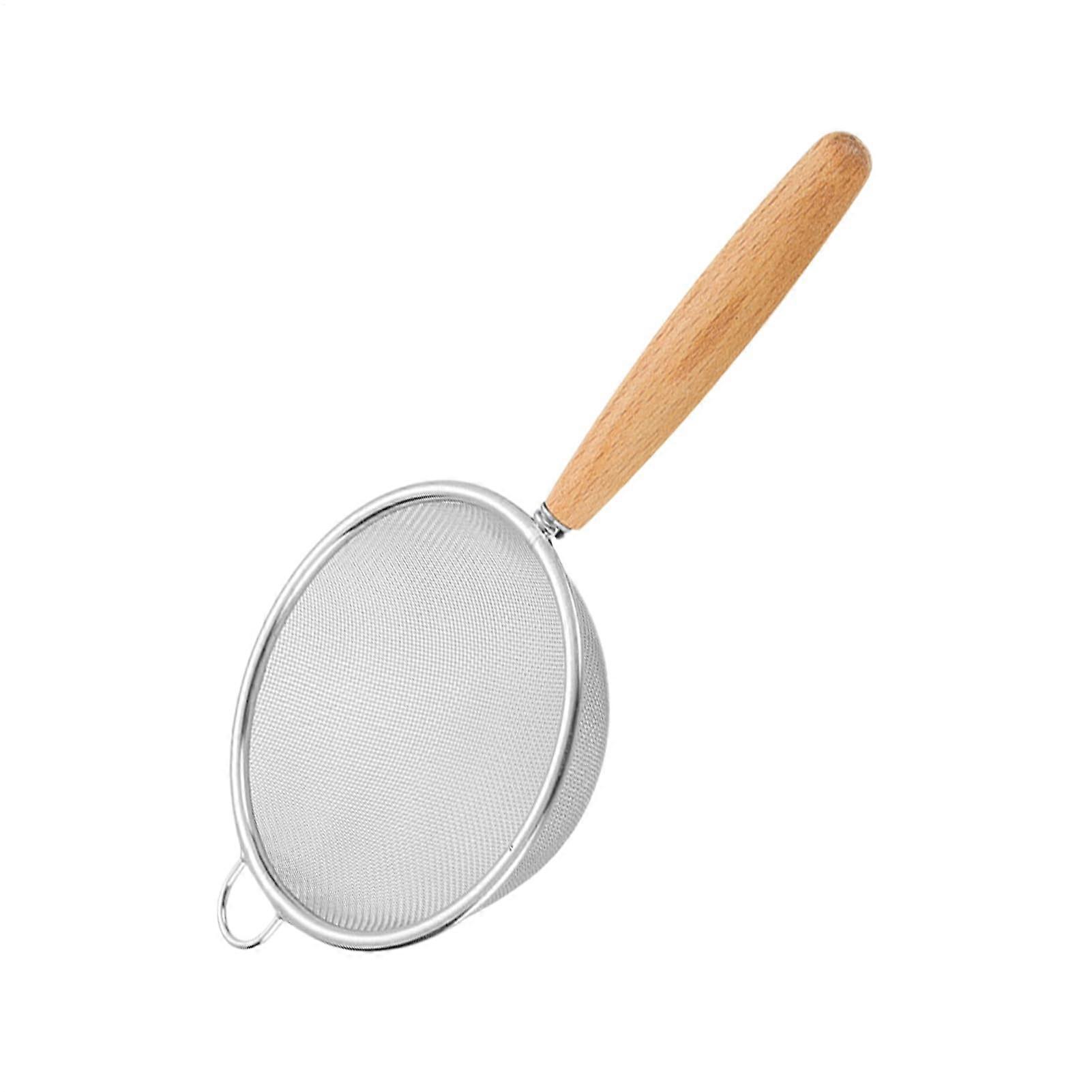 Fine Mesh Strainer Sieve Filter Housing 304 Stainless Steel With Wooden Handle For Tea Oil Noodles Large