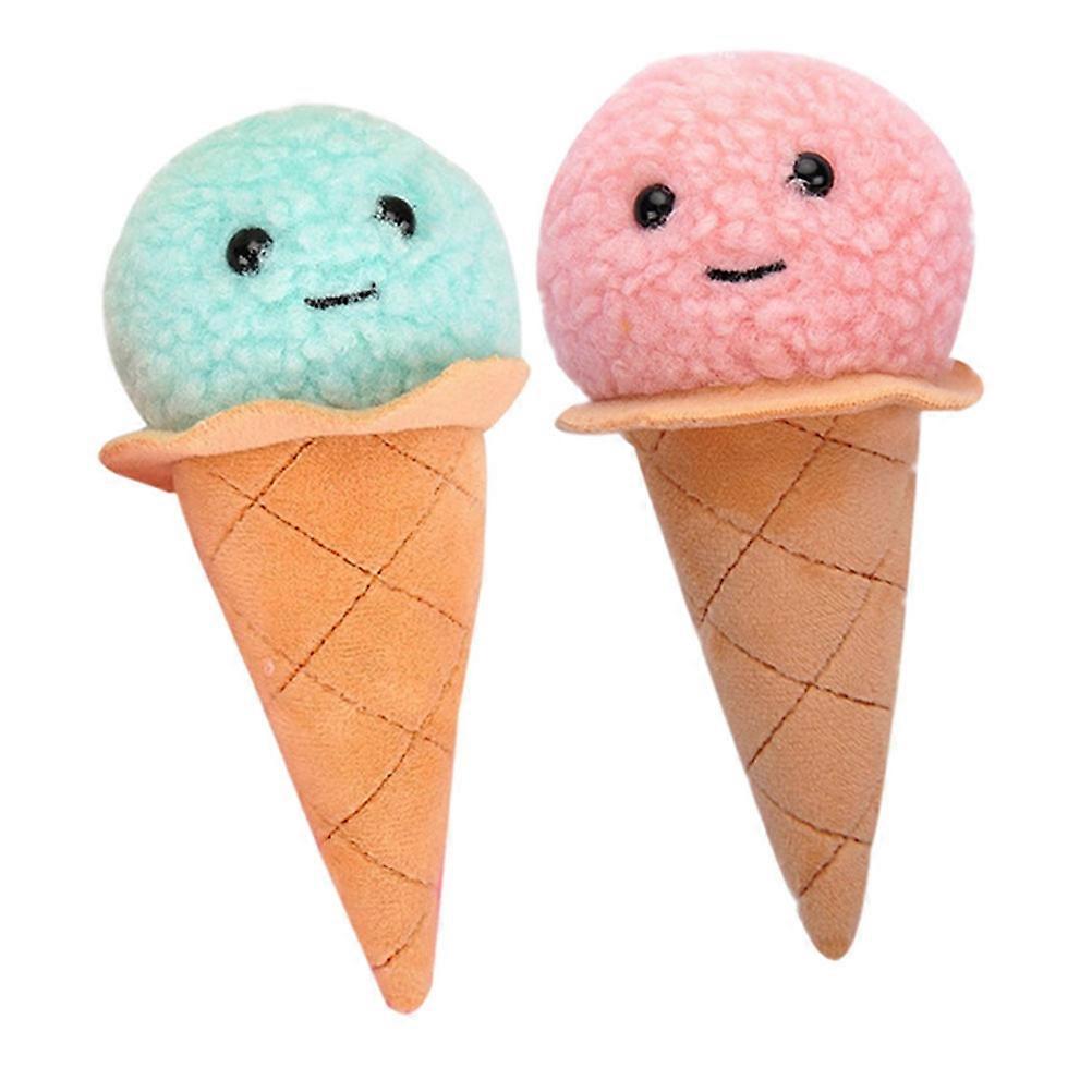 Ice Cream Cone Key Chains for Car Key Decoration Assorted Color Cloth and Pp Cotton Material 2Pcs