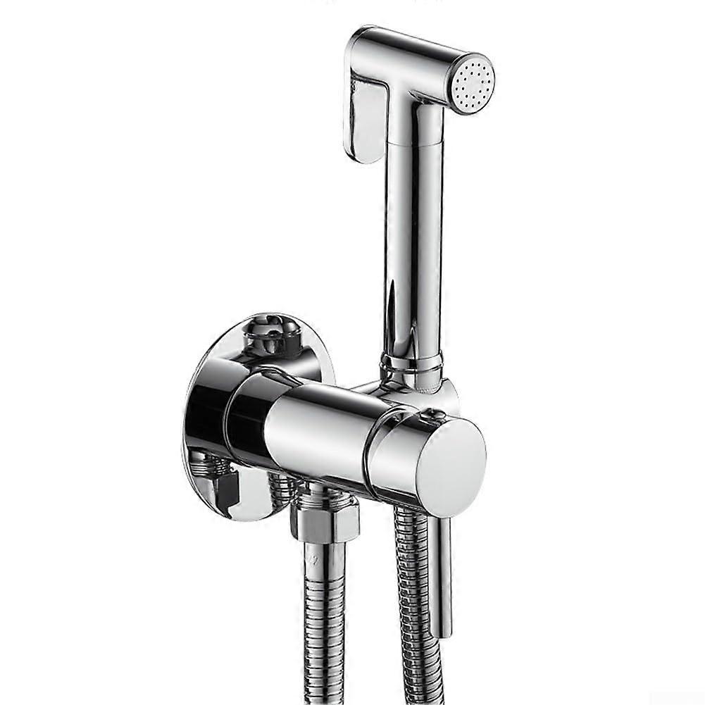 Bidet Sprayer Set, Chrome Finish, Hose and Angle Valve Included, For Hygiene, Maternity Care, Pet Cleaning