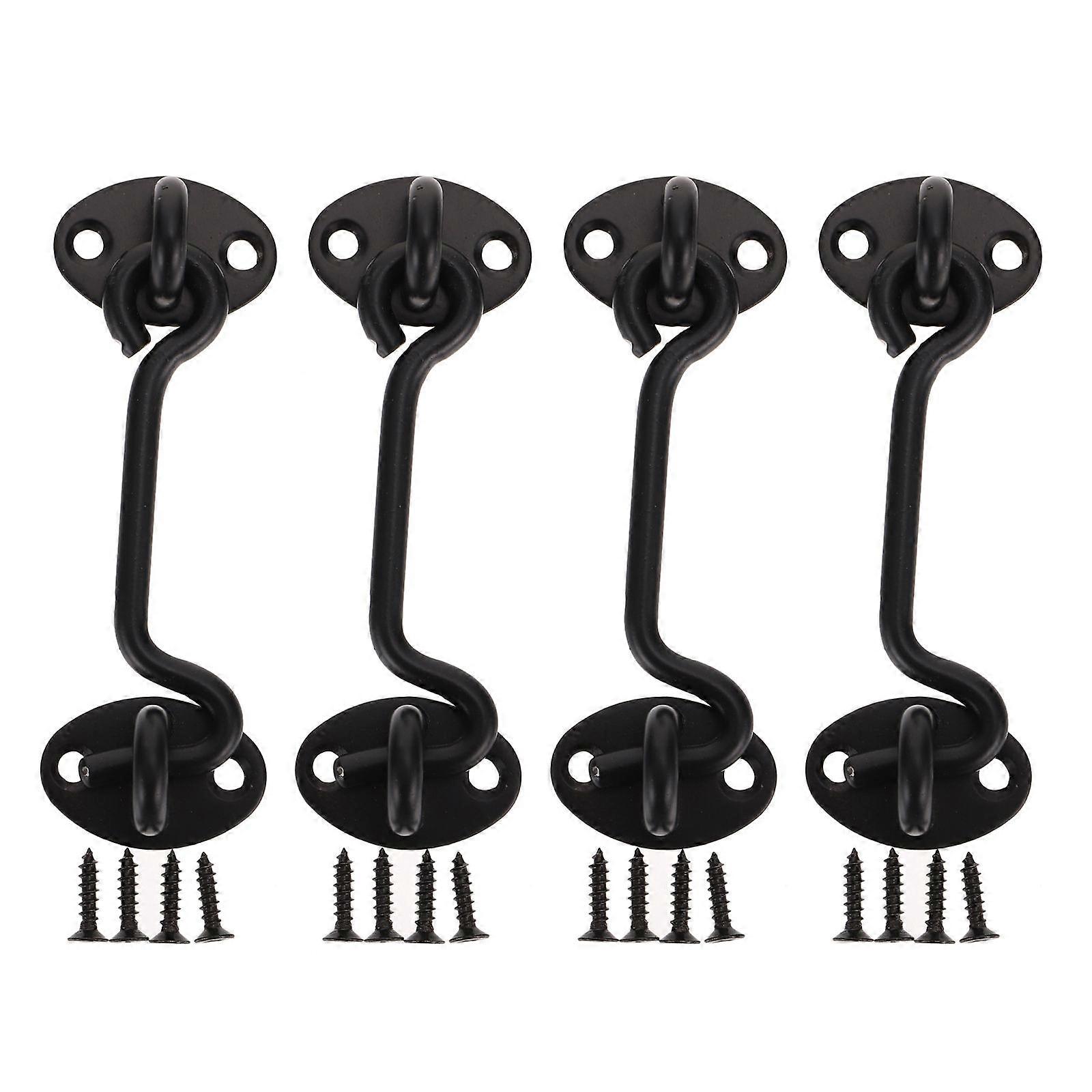 Garden Gate Latch Cabin Hook for Gate and Door Stainless Steel Black for Manual Locking 4sets