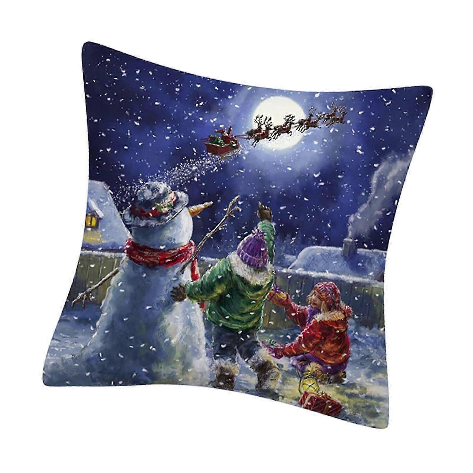 Christmas Throw Pillow Cover Cute Decor for Housewarming Holiday Anniversary