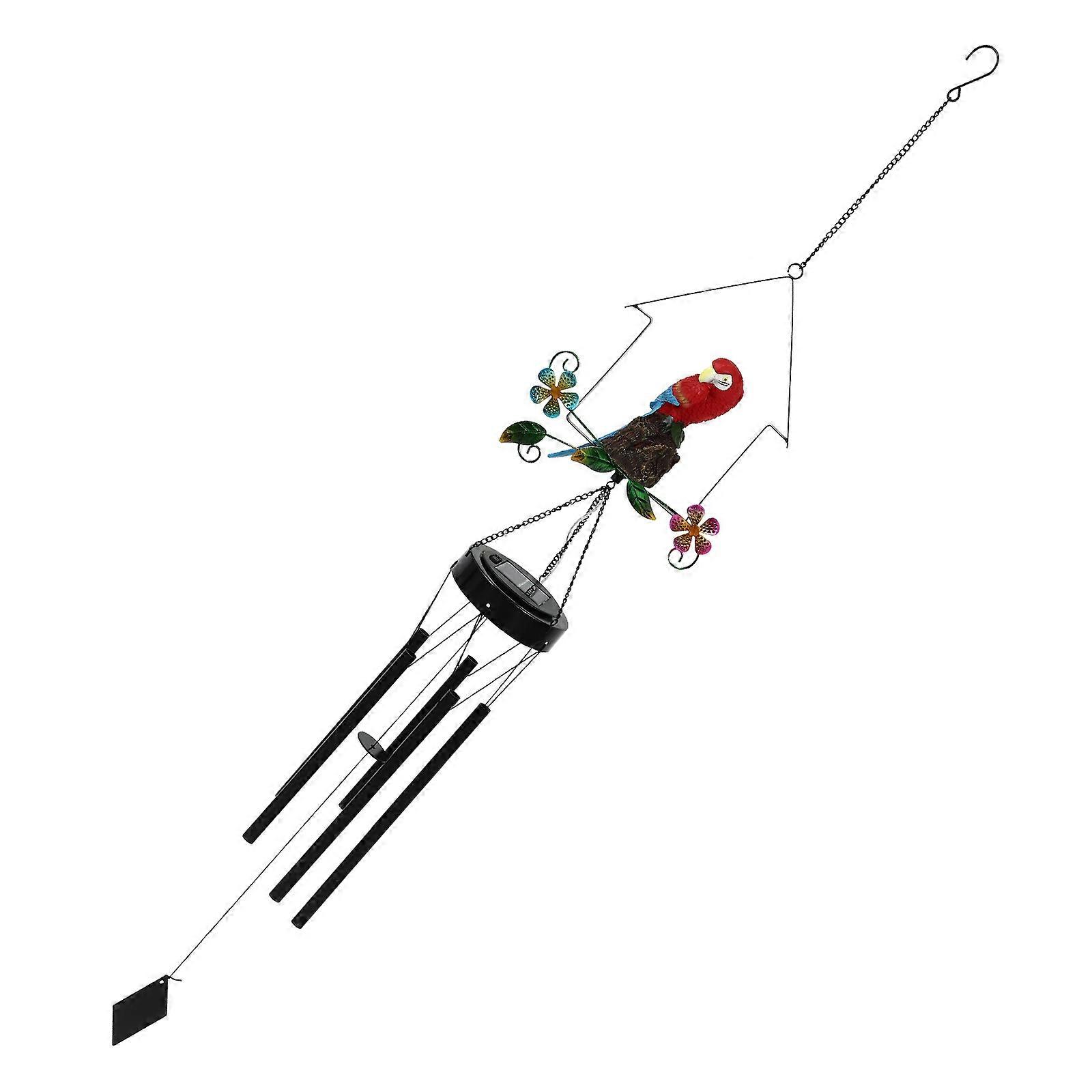 Melodious Sound Solar Wind Chime Parrot Outdoor Garden Yard Resin Iron Solar Powered 1Pcs