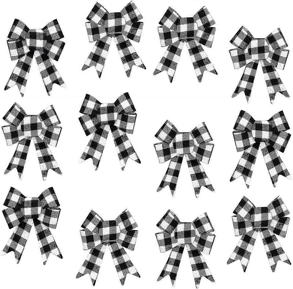 2025 Decorative Bows, 5 x 7 inches (White Buffalo Plaid)