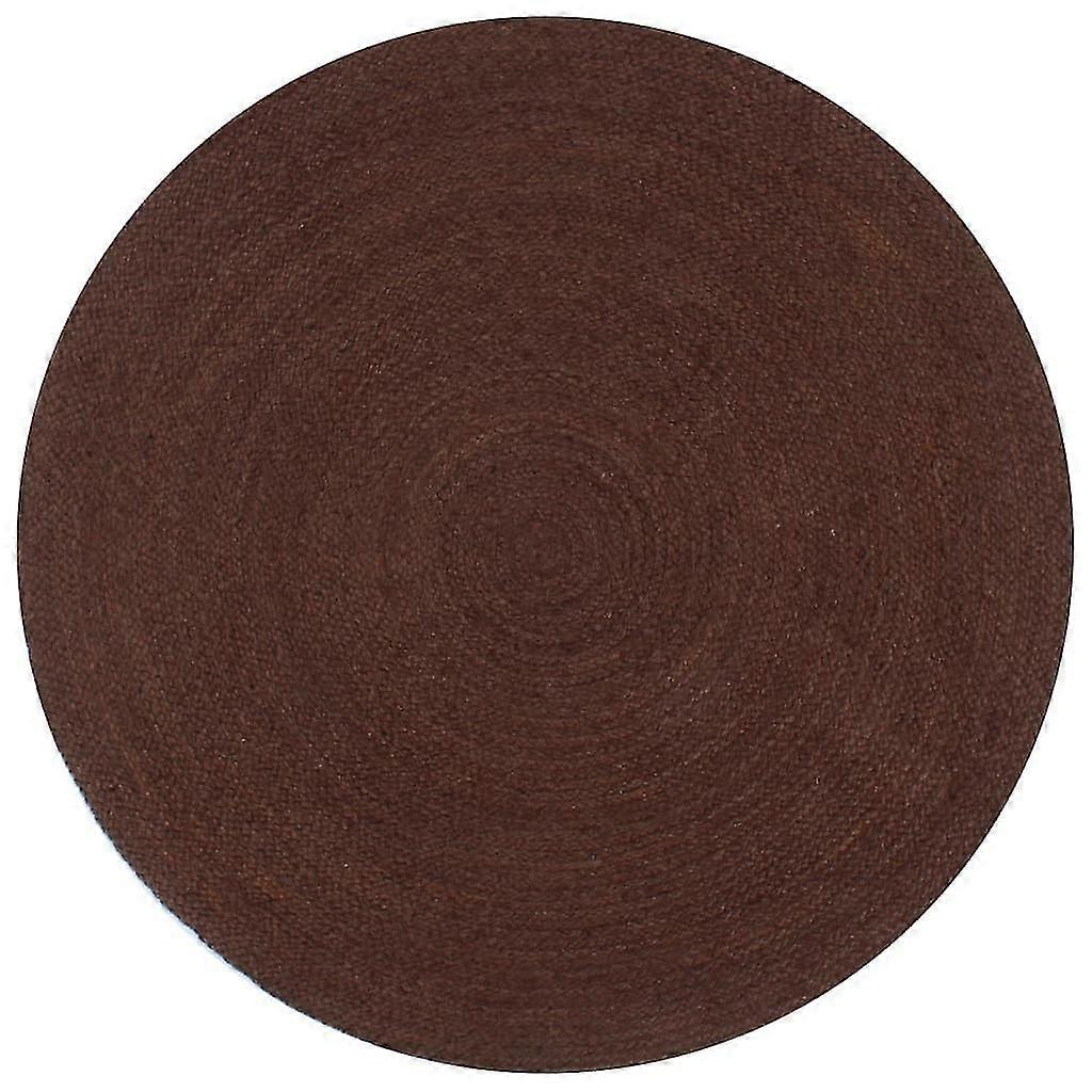 Handmade Rug Jute Round 120 Cm Brown