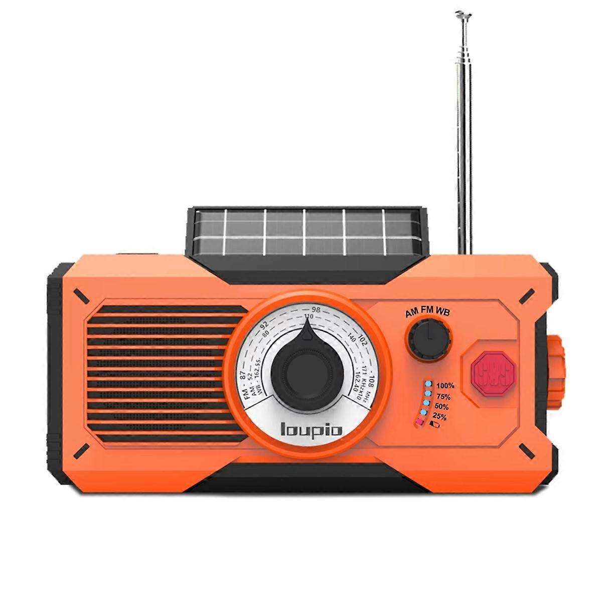 Solar Hand Crank Radio 5000mAh AM/FM/ Weather Radio with Power Bank SOS Alarm Emergency Flashlight