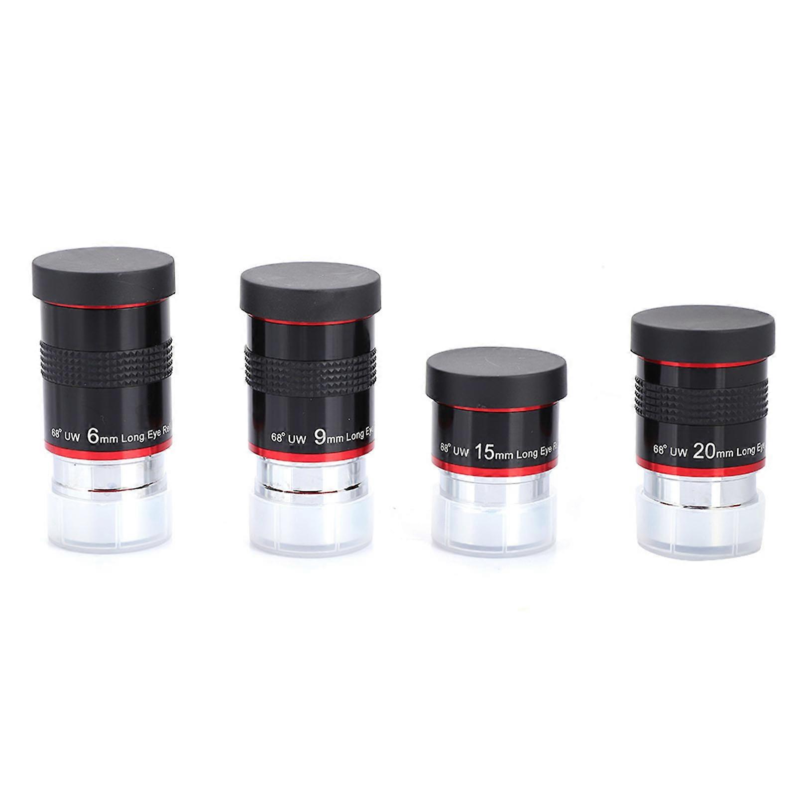 Kit d'oculaires FMC ultra grand angle 68° 1,25" 6+9+15+20 mm pour télescope astronomique