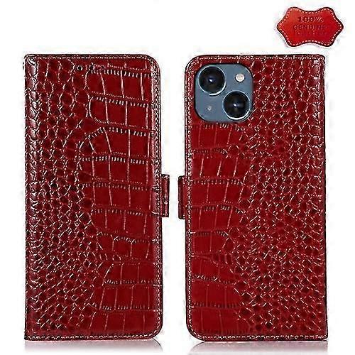 For Iphone 15 Crocodile Top Layer Cowhide Leather Mobile Phone Case