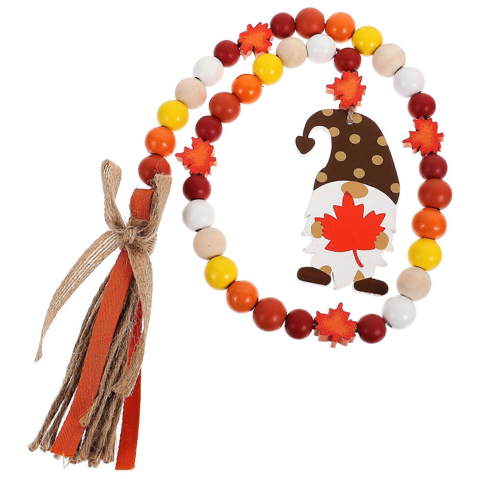 Decorative Wooden Bead Garland with Tassel for Fall 3Pcs Ornaments
