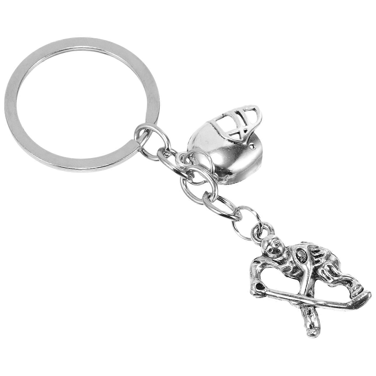 Hockey Player Pendants Metal Key Ring for 5Pcs Bag and Backpack