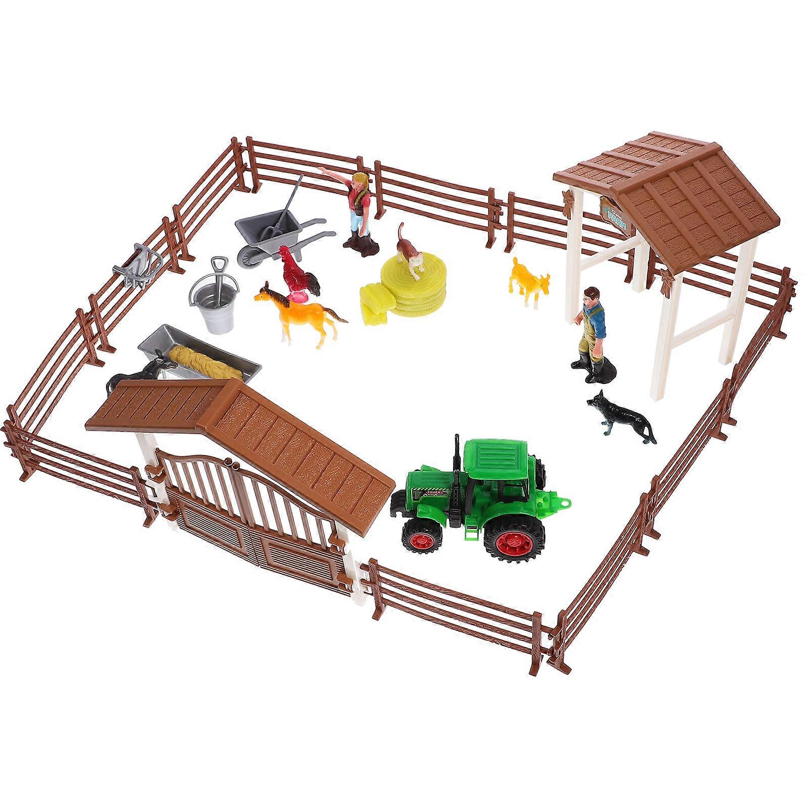 Mini Farm Scene Toy Plastic Figurines for Decoration 2Sets Assorted Color