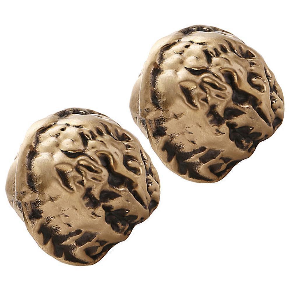 Brass Walnut Chinese Hand Exercise Balls Solid Handballs 2Pairs