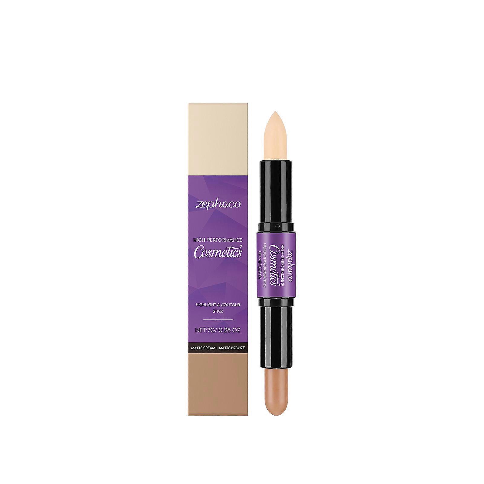 2 in 1 Creme Highlighter Reparaturstift Tragbarer rotierender Stift Körper Pendeln Make-up Doppelkopf Aufhellender Concealer 1