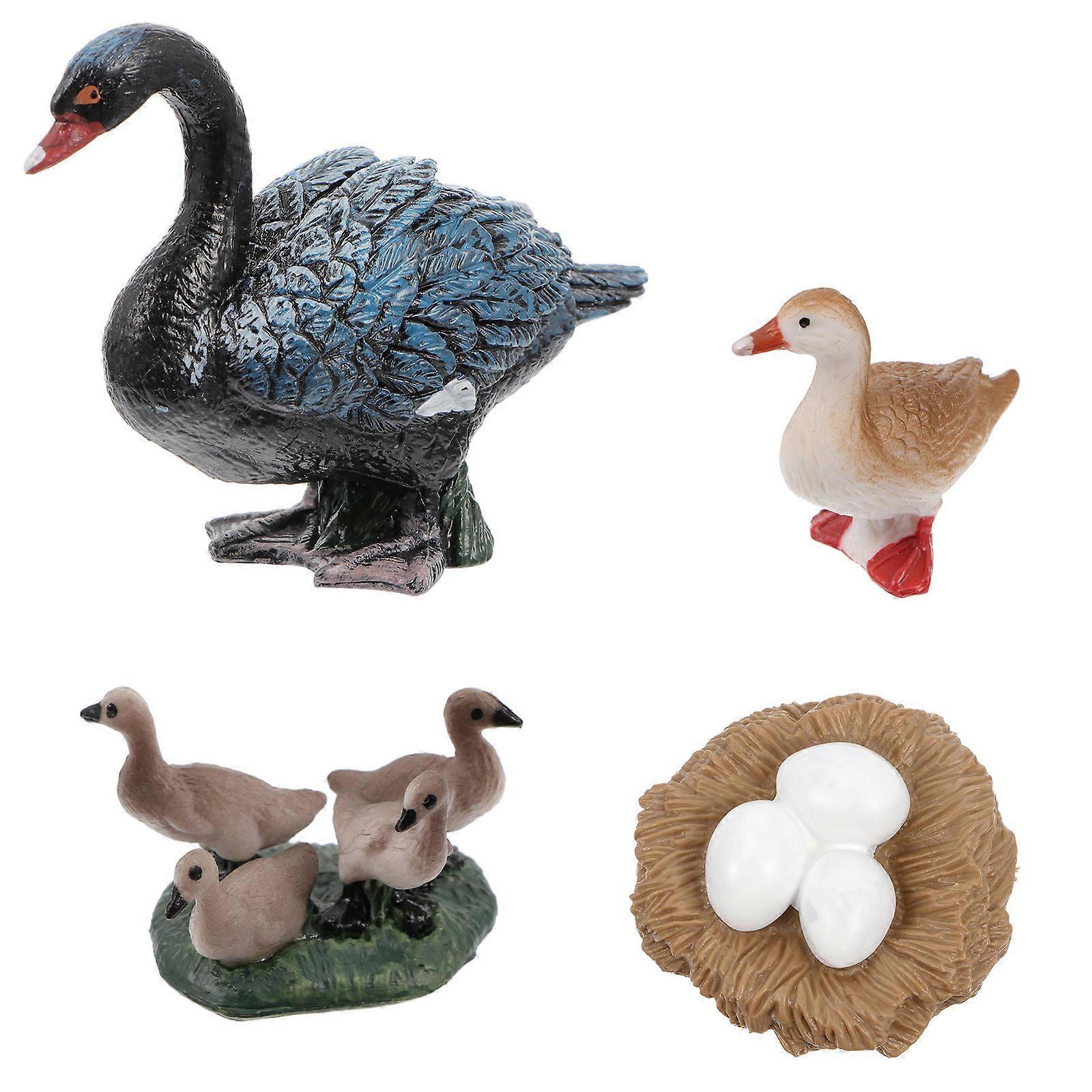 Prosperity Swan Figurines for Display Plastic 4Pcs
