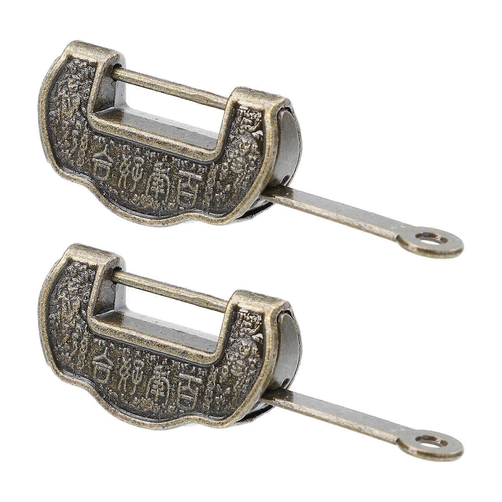 Vintage Decorative Lock 2Pcs Retro Design Security Box Lock Suitcase Decor Latches With Keys For Jewelry Boxes And Cabinets