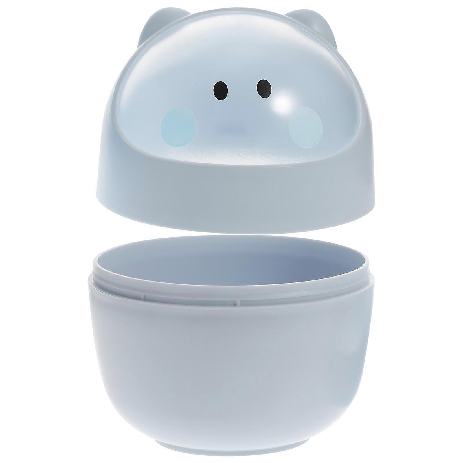 Convenient Trash Bin Blue Desktop Small Garbage Basket Cute Bear Shape 1Set