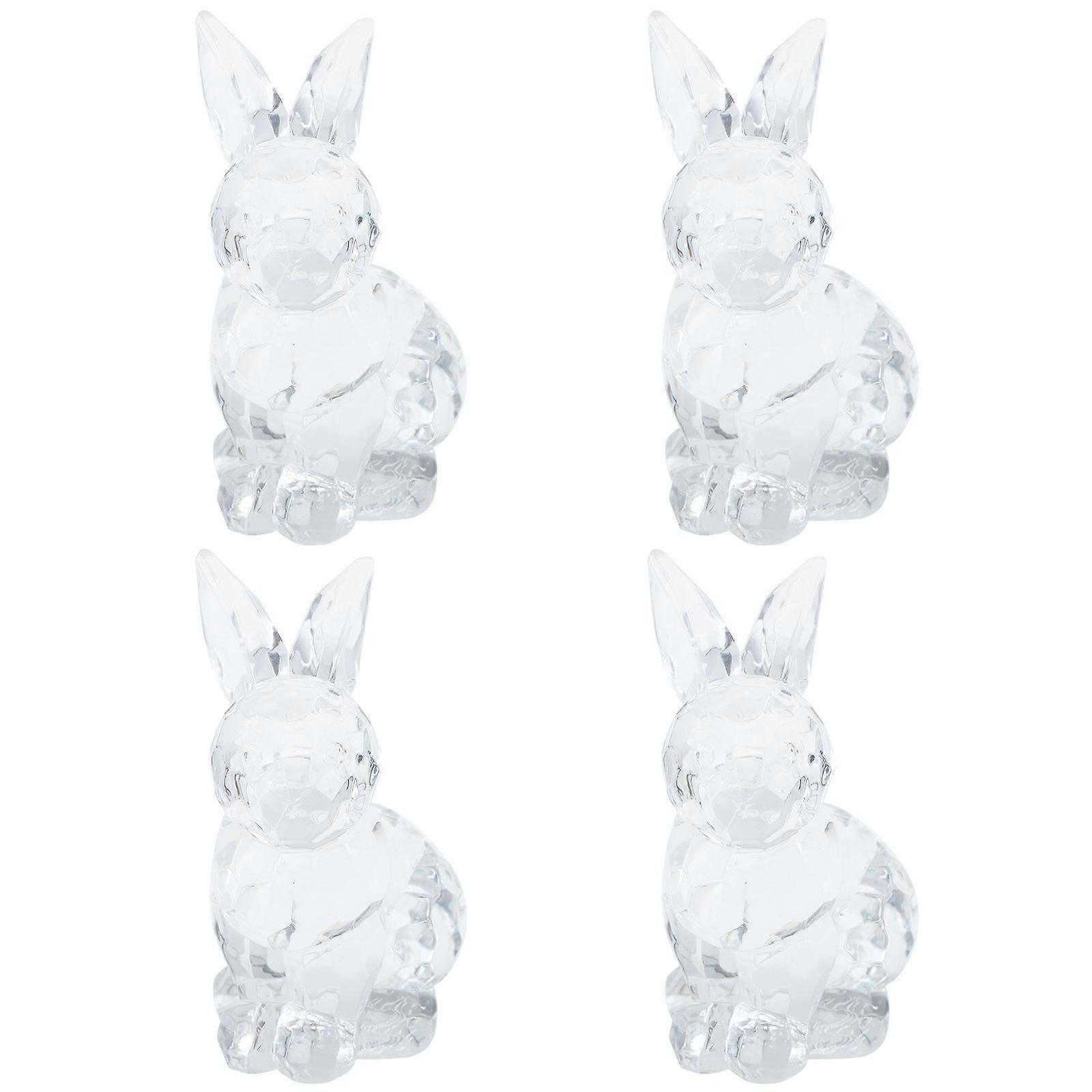 Acrylic Rabbit Ornaments Bunny Figurines for Decoration 8 Pieces Set