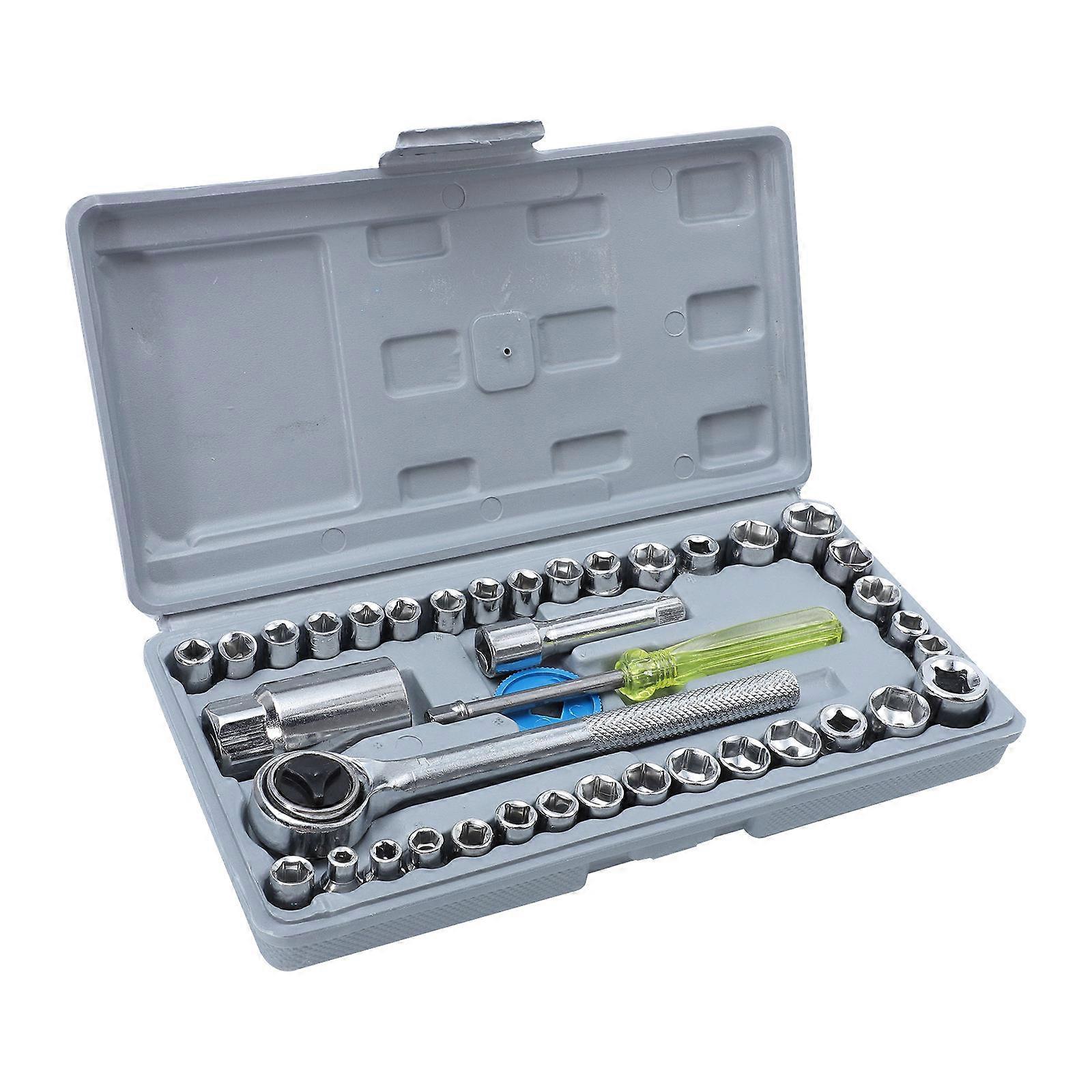 Socket Wrench Professional Repair Ratchet Spanner Tool 2Sets Grey