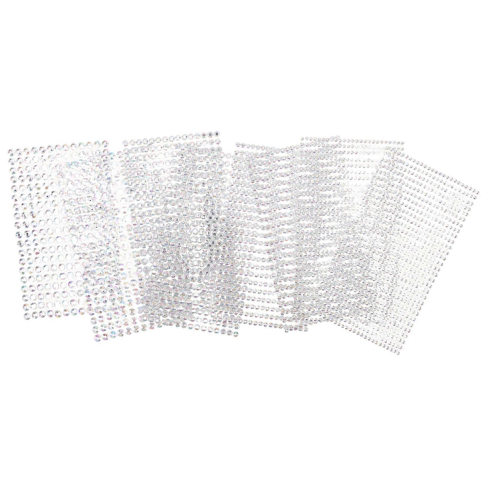Rhinestone Sticker Sheet Acrylic for DIY Use 32 Sheets White