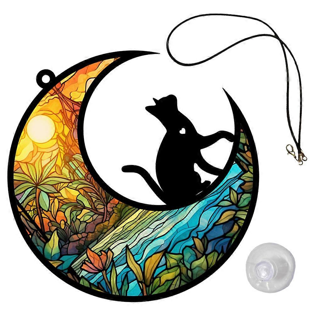 Hanging Moon Cat Acrylic Window Decor for Decoration 5Pcs Multi Color