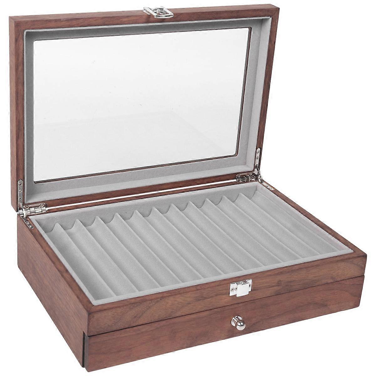 23 Grid Walnut Pen Storage Case