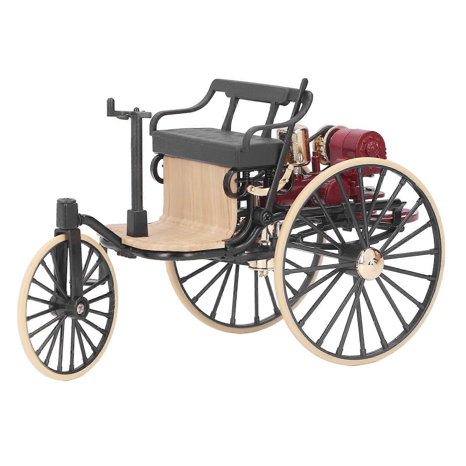 1:12 Scale Classic Tricycle Model Ornaments High Simulation Retro Alloy Car Model Decoration for Home Black