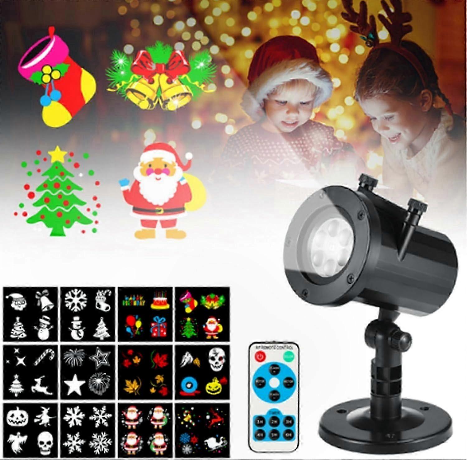 LED Snowflake Projector with 12 Pattern Slides for Holiday Decor