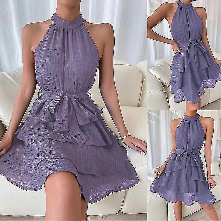 Spring And Summer Women's Patchwork Sleeveless Ruffle Dress