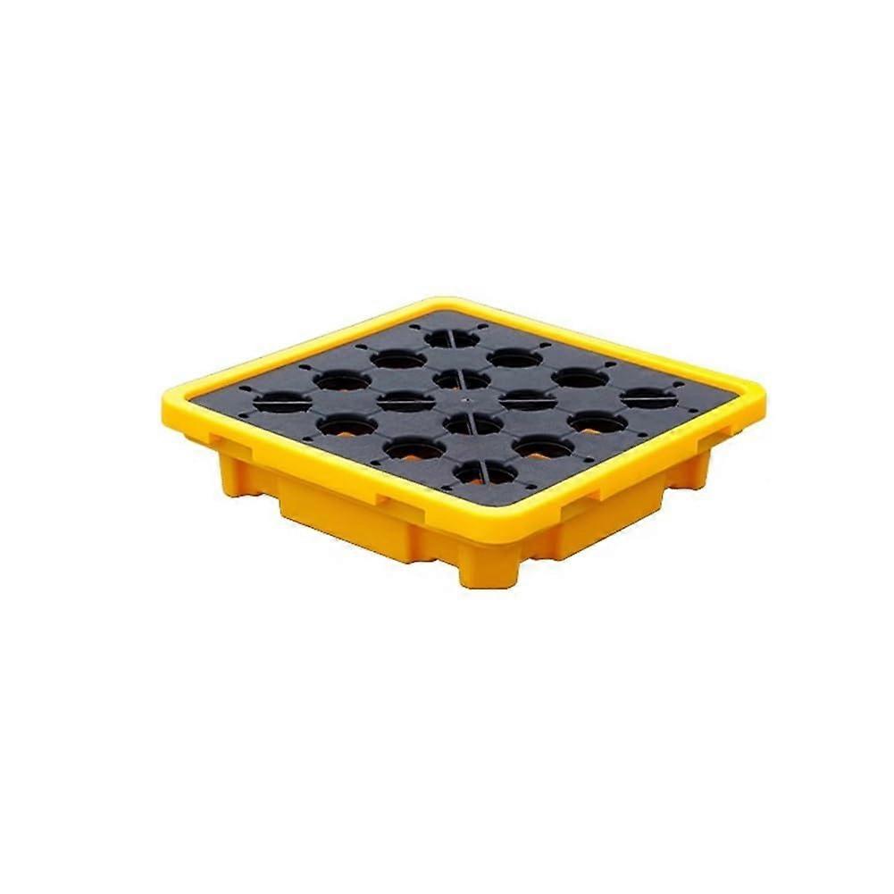 Industrial Drum Spill Containment Tray Drain, Modular Pallet, 66x66x15 Cm, 43 L, Yellow, Garage And Basement