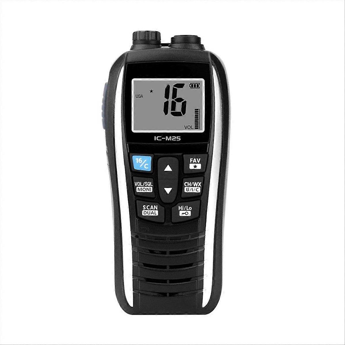 IC-M25 5W Portable Marine Radio Walkie Talkie Float IPX7 Sea Vessel VHF Transceiver Two Way Radio Handheld Intercom (US)