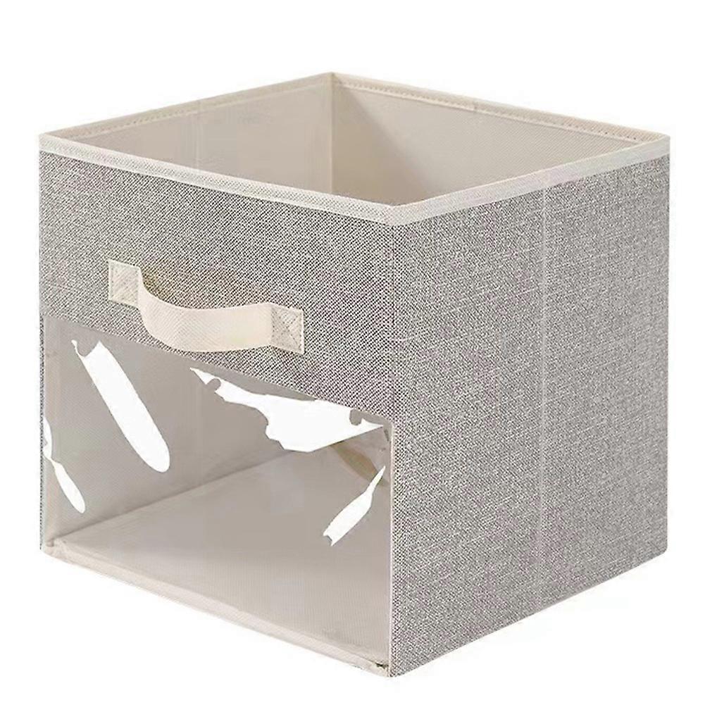 Fabric Cube Storage Box Transparent Storage Box Creamy white
