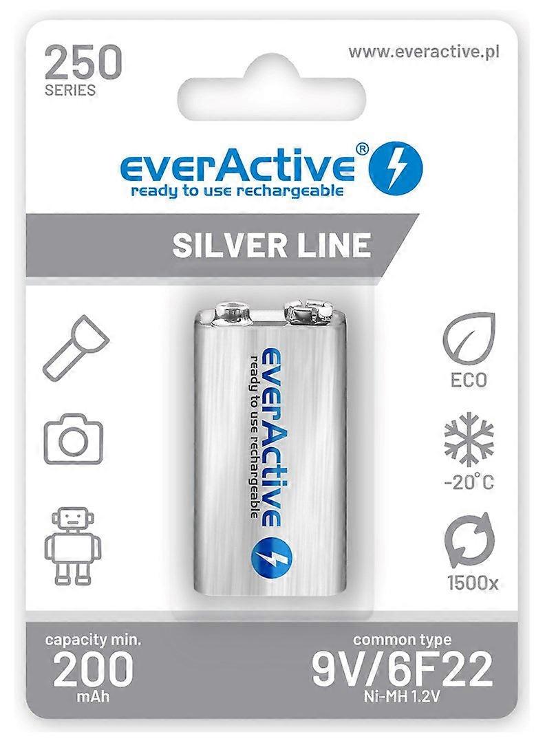 Επαναφορτιζόμενες μπαταρίες Everactive Ni-MH 6F22 9V 250 Mah Silver Line